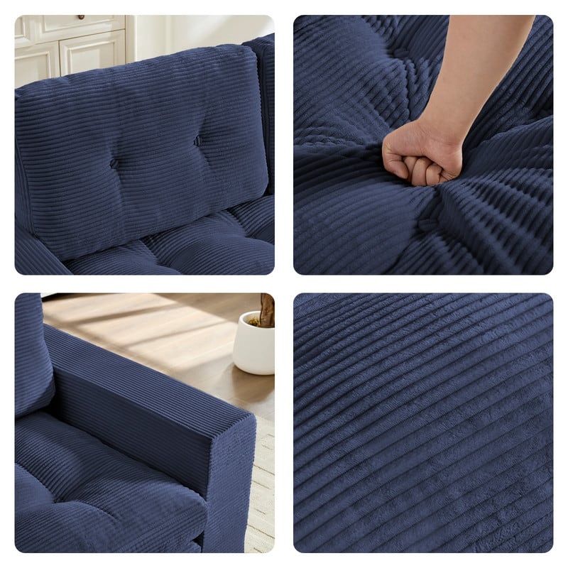 Mixoy 71'' 2-in-1 Convertible Futon Loveseat Sofa Bed,Corded Fabric Foldable Tufted Buttons 2-Seater Sleeper Sofa
