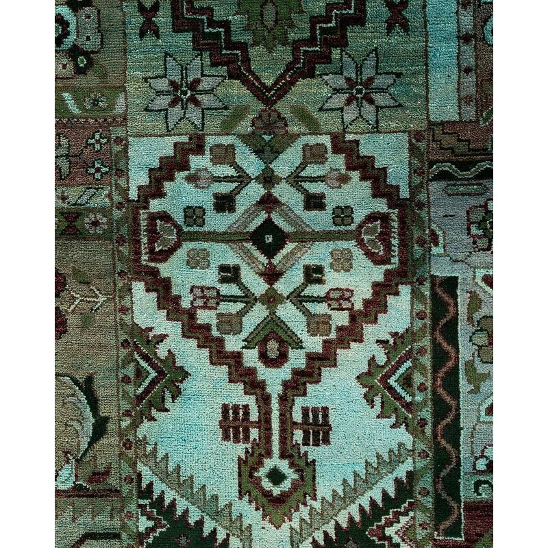 Ikat One-of-a-Kind Hand-Knotted Area Rug, Green - 8' 10" x 11' 10"