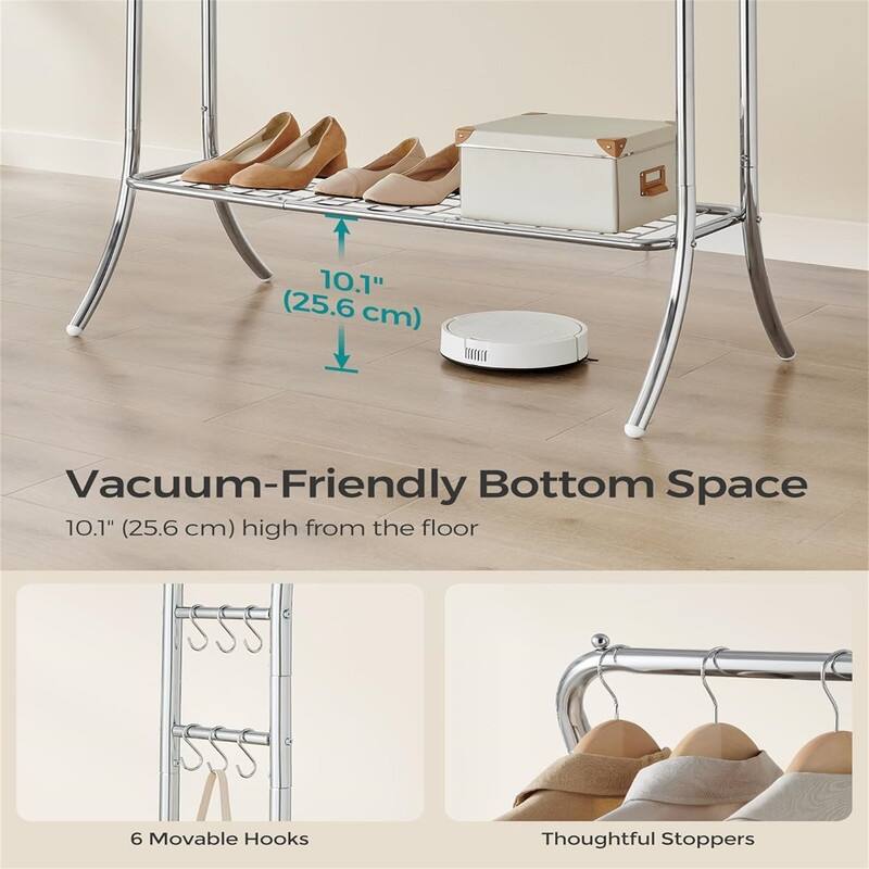 Clothing Rack with Shelves - 18.1"D x 39.4"W x 61"H