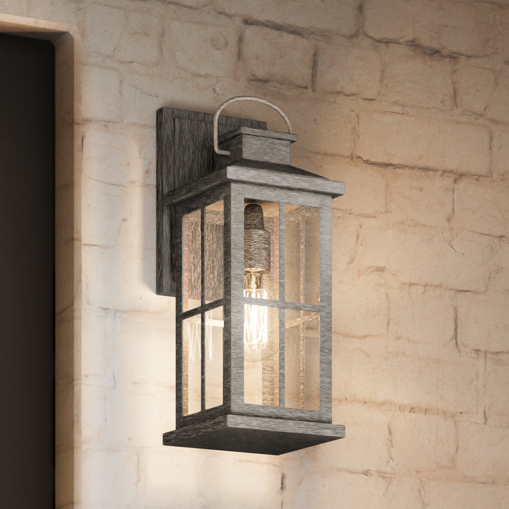 Luxury Transitional Outdoor Wall Sconce 14.25 H x 6 W with Craftsman Style Aged Pewter BWP1295 by Urban Ambiance 14.25