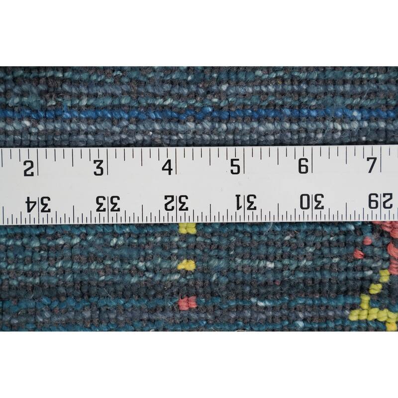 Hand Knotted Oriental Viscose Silk Carpet Tribal Animal Pictorial Navy Blue & Blues Gabbeh Area Rug - 5' 9'' X 6' 3''