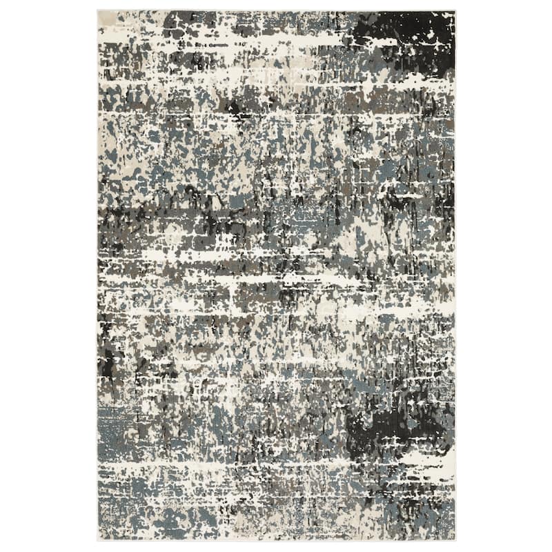 Style Haven Ripley Abstract Ivory/ Grey Mixed Pile Area Rug - 6' 7" x 9' 6" - Rectangle
