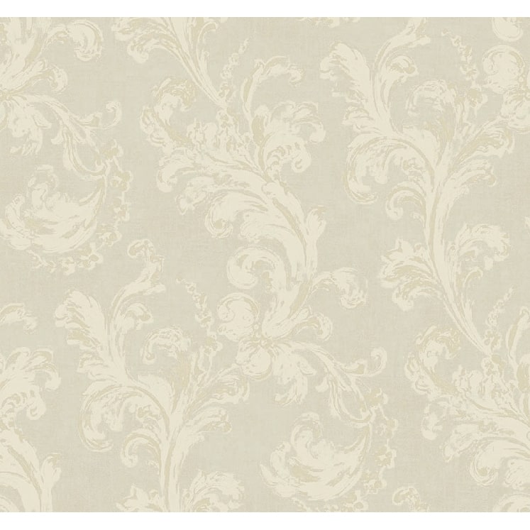 Seabrook Designs Brutus Acanthus Unpasted Wallpaper - 27 in. W x 27 ft. L - Metallic Oyster