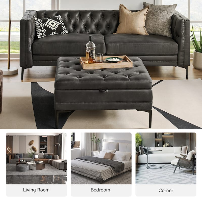 Ipiutak Modern 2 - Piece Upholstered Button-tufted Sectional with Storage Ottoman