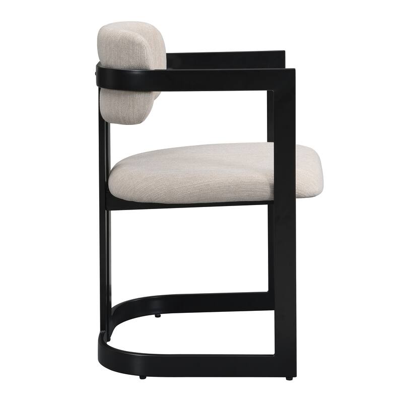 Upholstered Dining Chairs Set of 2, Fabric Armchairs with Metal Frame