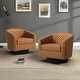 preview thumbnail 21 of 79, 2 Set Tufted PU Vegan Leather Swivel Barrel Chair with Nailheads Trim