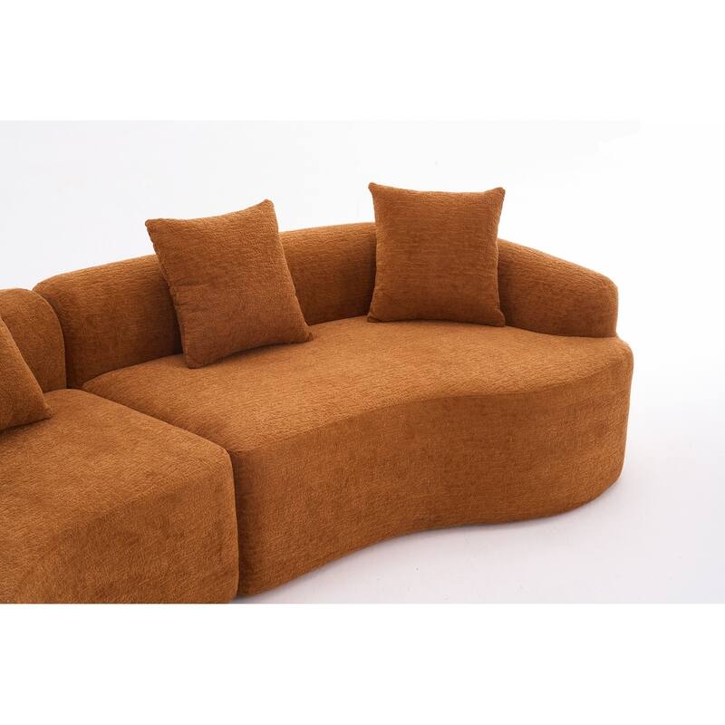 Curved Loveseat White Full Compression Sponge Sofa