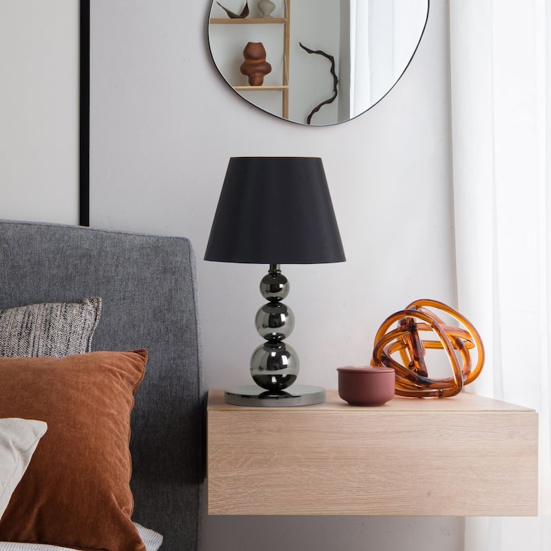 Stacked Ball Table Lamp with Tapered Shade - 19.5" - Black