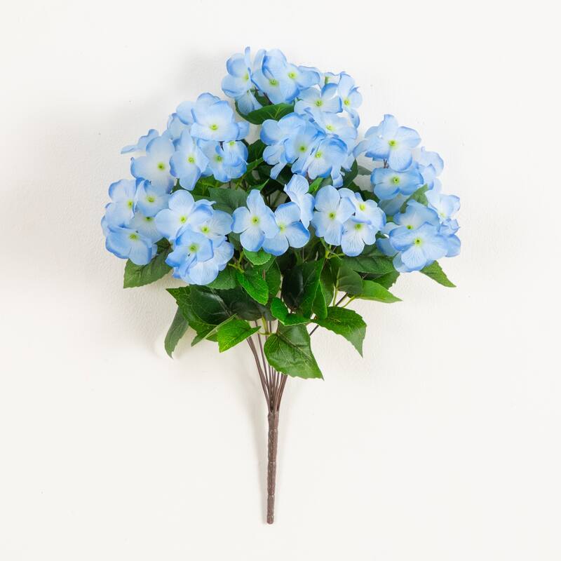 19-in UV Resistant Artificial Hydrangea Bush - Set of 3