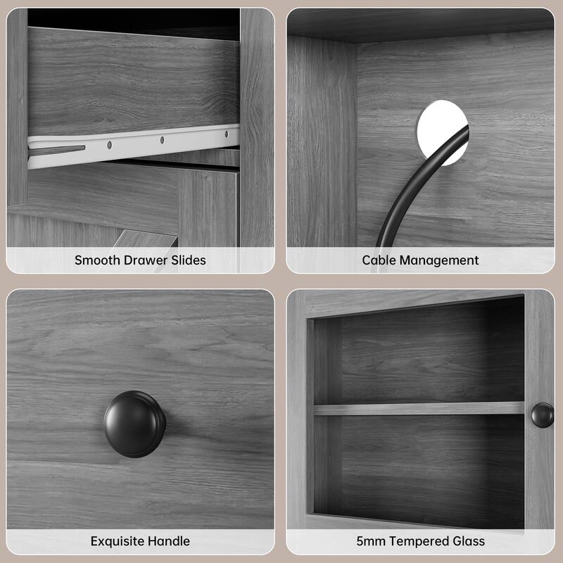 Kitchen Pantry Storage Cabinet, Freestanding Hutch Cabinet with Buffet Cupboard, Tall Storage Cabinets