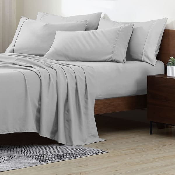 Swift Home Premium Ultra Soft Microfiber 6-Piece Sheet Set with Extra Pillowcases - California King - Light Grey