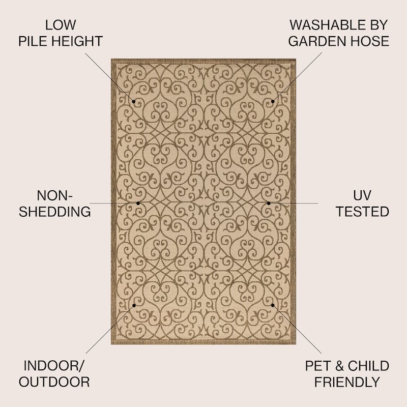 JONATHAN Y Ourika Textured Weave Indoor/Outdoor Area Rug - 6' x 9' - Beige/Brown