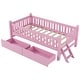 preview thumbnail 14 of 28, Twin Size Platform Bed for Kids with Partial Guardrail and 2 Pull-Out Storage Drawers, Low Profile Wooden Frame