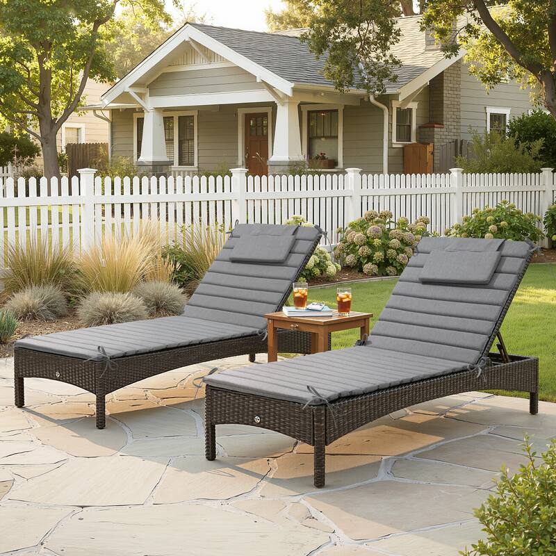 Pellebant Outdoor Chaise Lounge Cushions Patio Lounger Pad with Straps