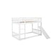 preview thumbnail 11 of 18, Twin Over Twin Floor Bunk Bed, Playhouse Floor Bunk Bed with Climbing Ramp, Ladder, Safety Guardrails