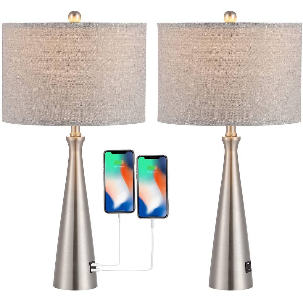WINGBO 2 Pack Modern Table Lamp with 2 USB Port, Bulb Included - N/A