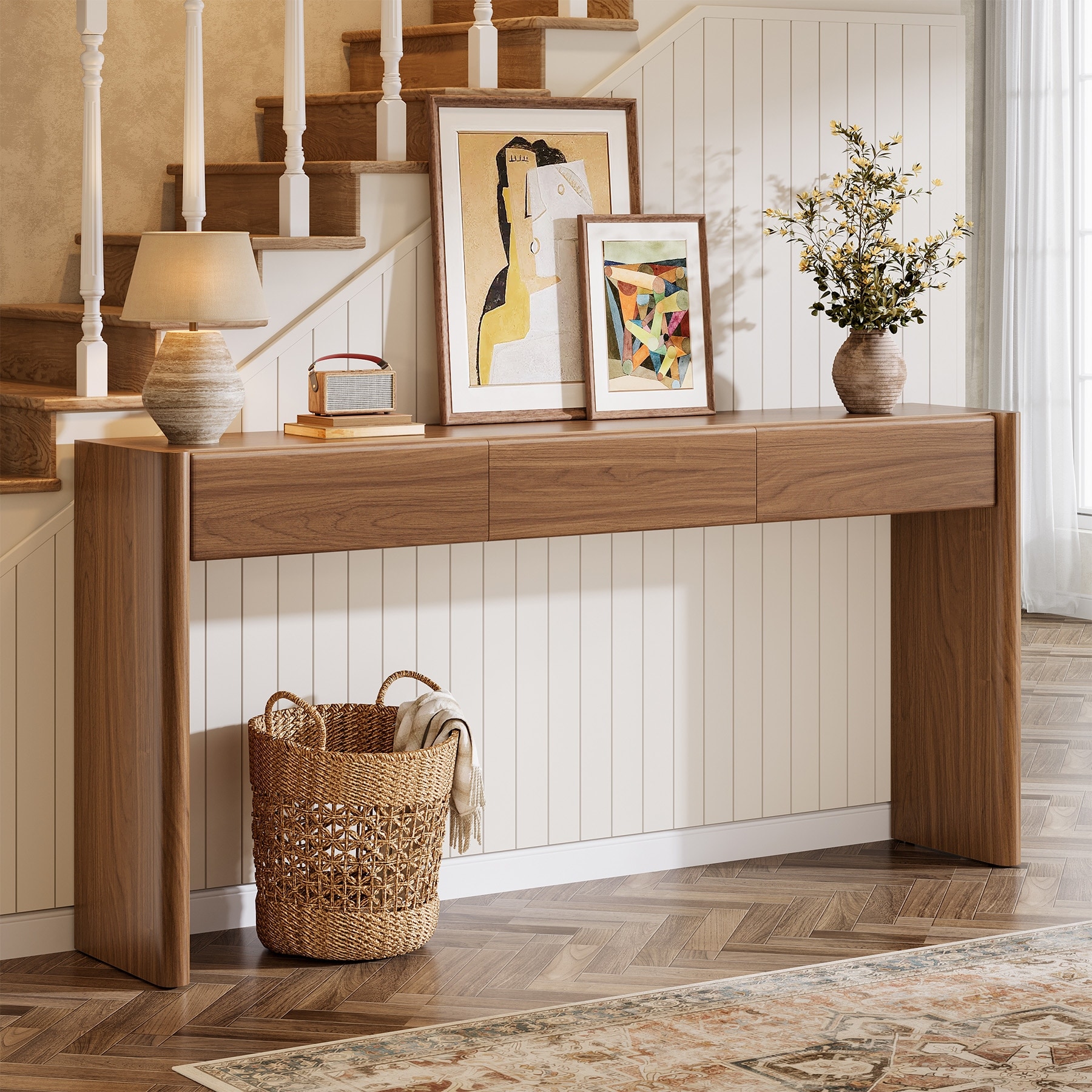 70.9" Wooden Entryway Table Behind Couch with Storage Drawer - Large