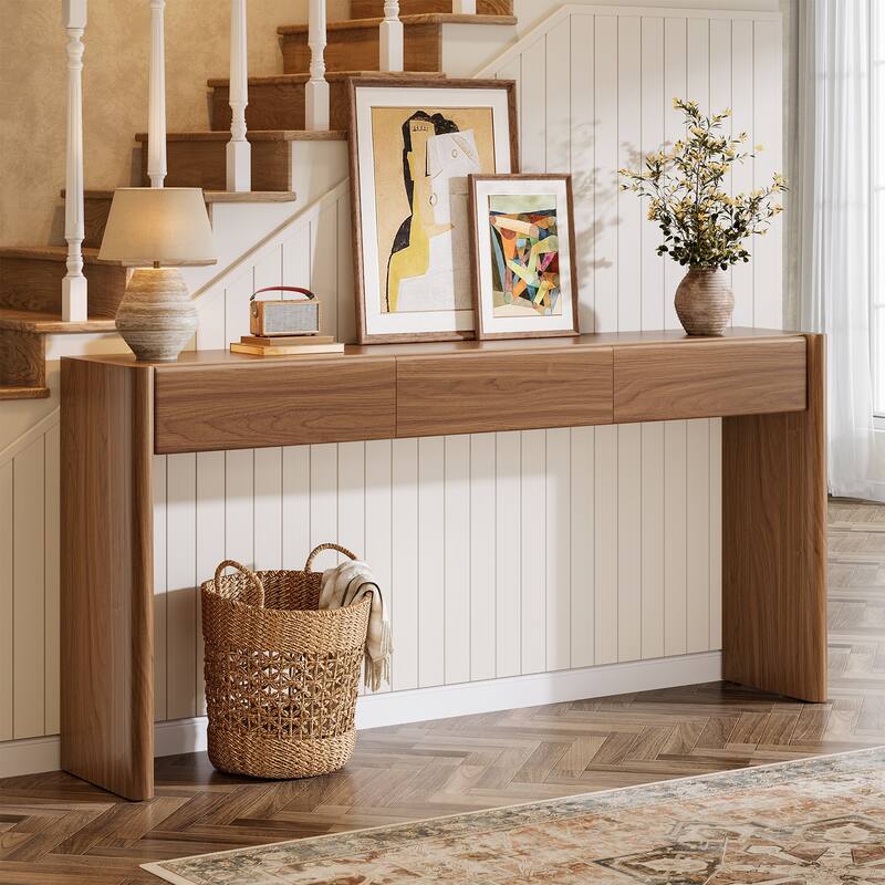 70.9" Wooden Entryway Table Behind Couch with Storage Drawer - Large - Brown