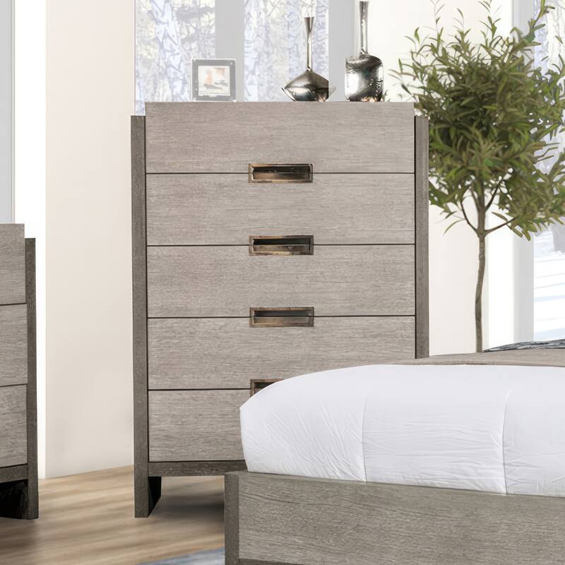 Furniture of America Cruz Contemporary Gray Solid Wood 5-Drawer Storage Chest