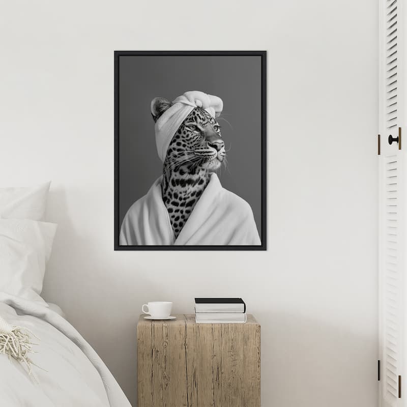Lady Leopard Spa Day by Niky Rahner Framed Canvas Wall Art