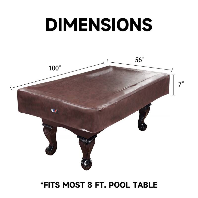 GSE™ 7ft/8ft/9ft Heavy Duty PU Leatherette Billiard Pool Table Cover - Brown