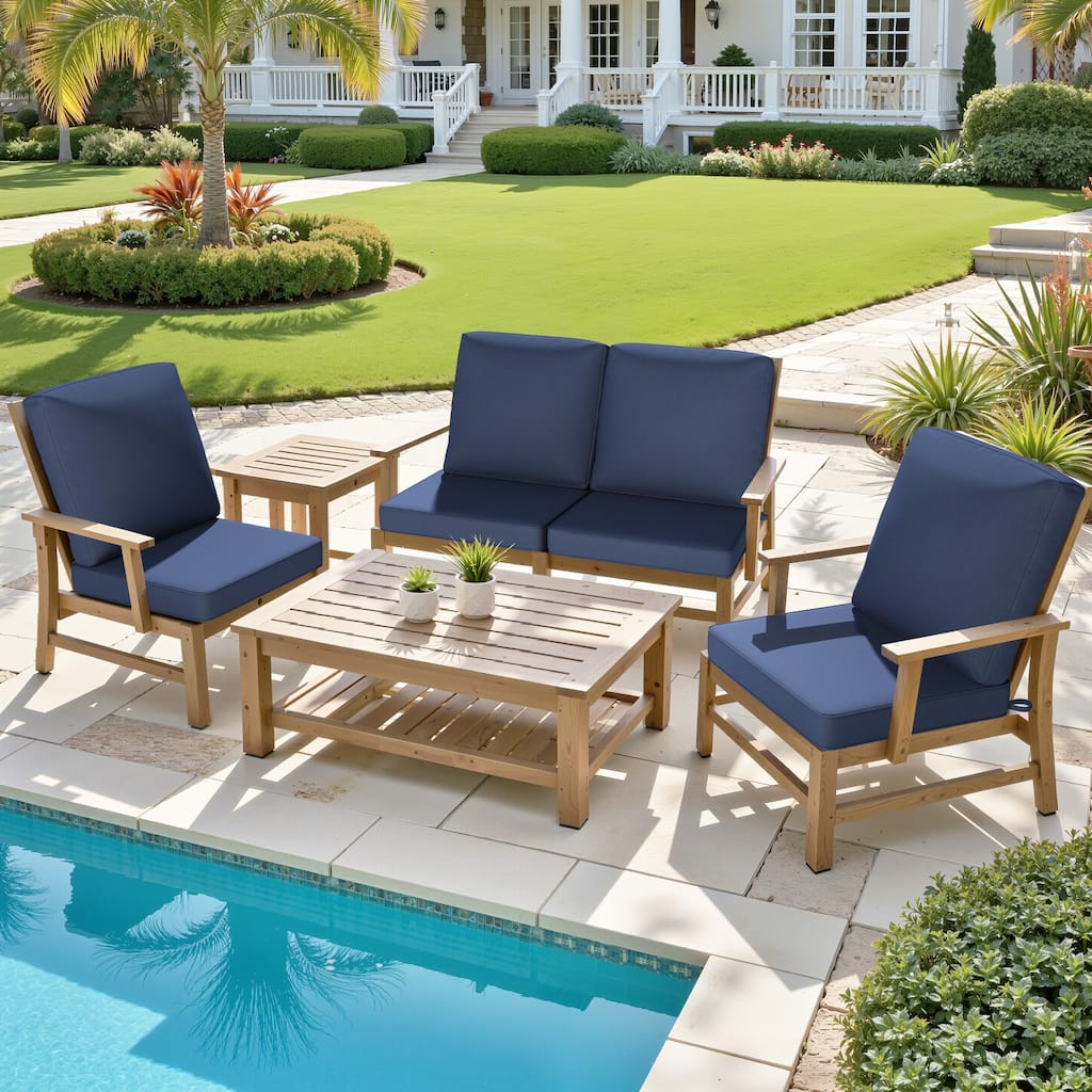 21 W in x 22 D in. Outdoor Deep Seat Chair Cushion Set Dining Patio Chair Pad Set