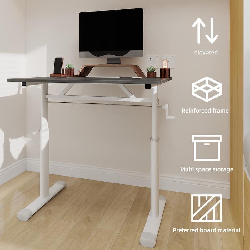 Roomfitters 31.5" Adjustable Height Study Desk - Compact Multi-Purpose Desk for Kids & Adults, Manual Crank Standing Desk