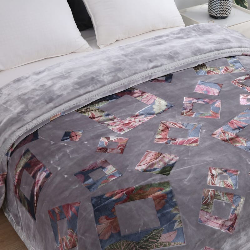 Reversible 10.5 Pounds Plush Fleece Blankets, 2 PLY A&B Design 87" x 95" Bed Blankets for Winter
