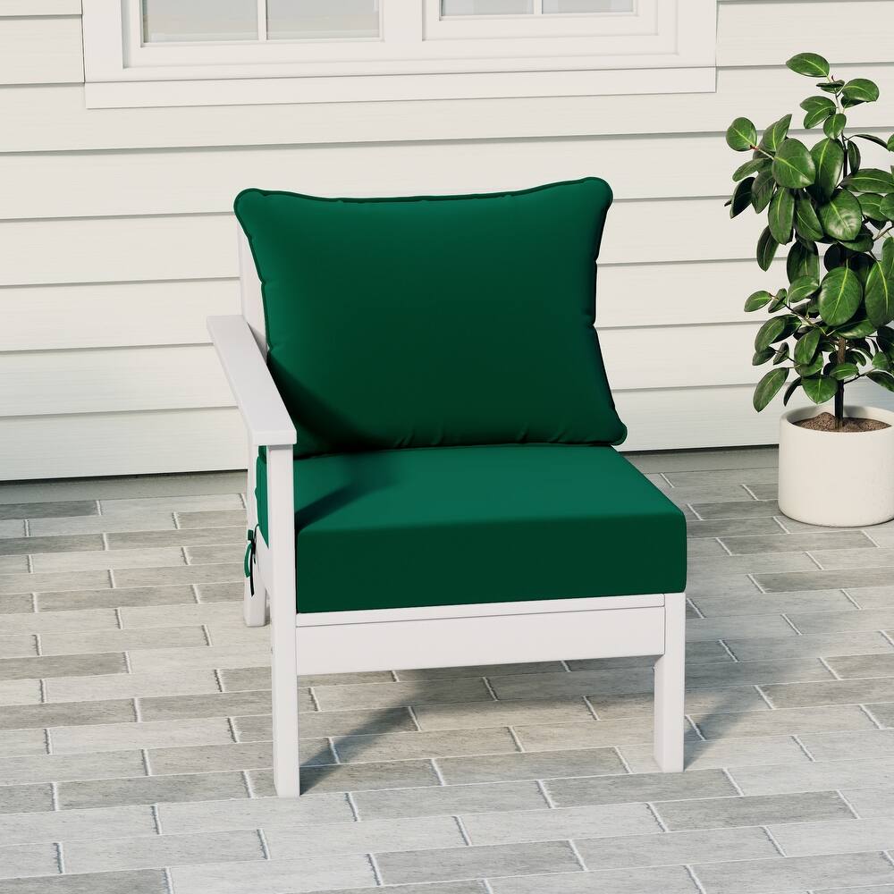 Birchwood All Weather HDPE Outdoor Patio Deep Seating White Left Arm Facing Chair With Cushions (1-Piece)