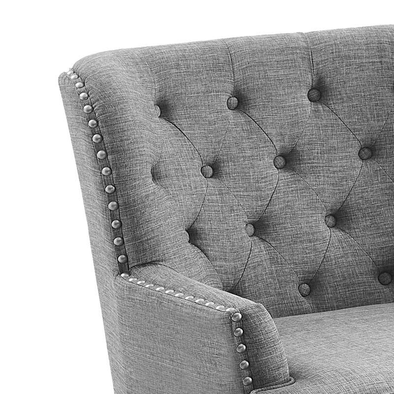 Moser Bay Mignon 30'' Wide Tufted Wingback Accent Chair with Ottoman, Velvet or Linen
