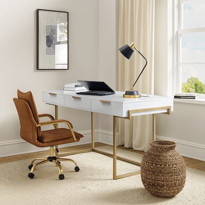 Patricia Modern 3 Drawer Desk with USB Ports and Outlet by HULALA HOME