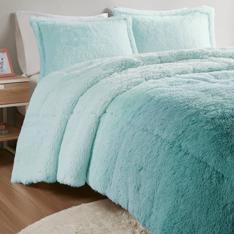 Intelligent Design Ella Ombre Shaggy Long Fur Comforter Mini Set