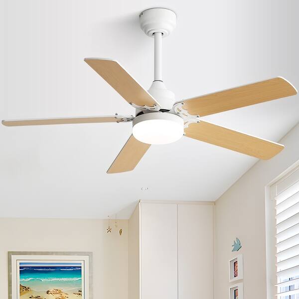 42-inch Flush Mount and Downrod Mount Ceiling Fan with Light and Remote, 5 Plywood Blades - 42 Inch diameter - - 39122258