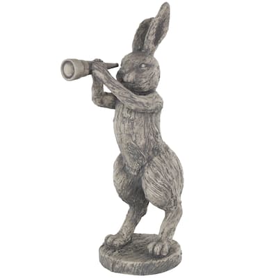 Polystone Rabbit Textured Sculpture with Telescope - Gray - Roche River Decor - 12"W x 8"L x 22"H