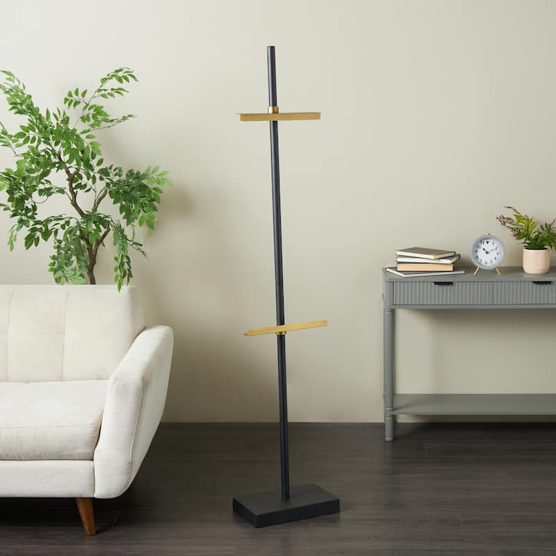 Metal Tall 2 Hook Easel with Gold Accents - Black - Roche River Decor