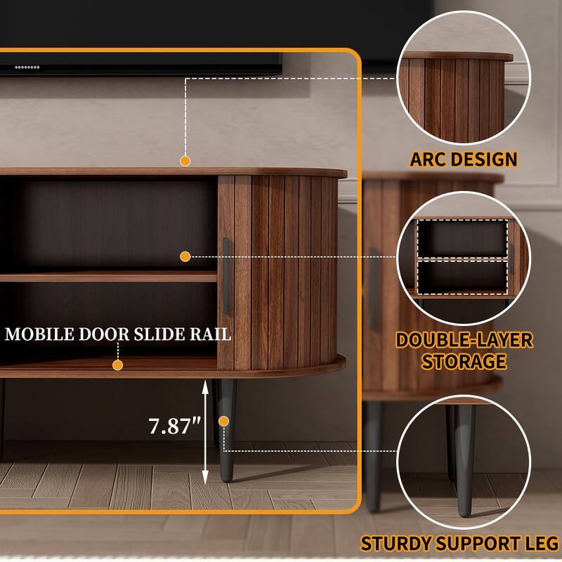TV Stand, 47" Modern TV Console Table with Storage Compartment and Sliding Door, Gaming Entertainment Center with Cabinet