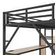 preview thumbnail 7 of 15, Full Size Metal Loft Bed with Desk and Charging Station, Stairs & Light for Kids Teens, Black