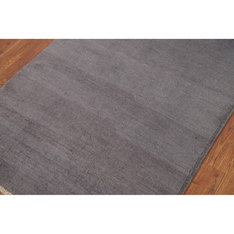 Gray Blue Gabbeh Oriental Runner Rug Handmade Wool Carpet - 2'11"x 6'8"