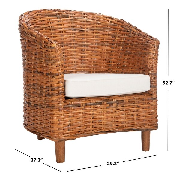Safavieh Omni Rattan Barrel Chair with Cushion - 29.1" x 27.2" x 32.7"