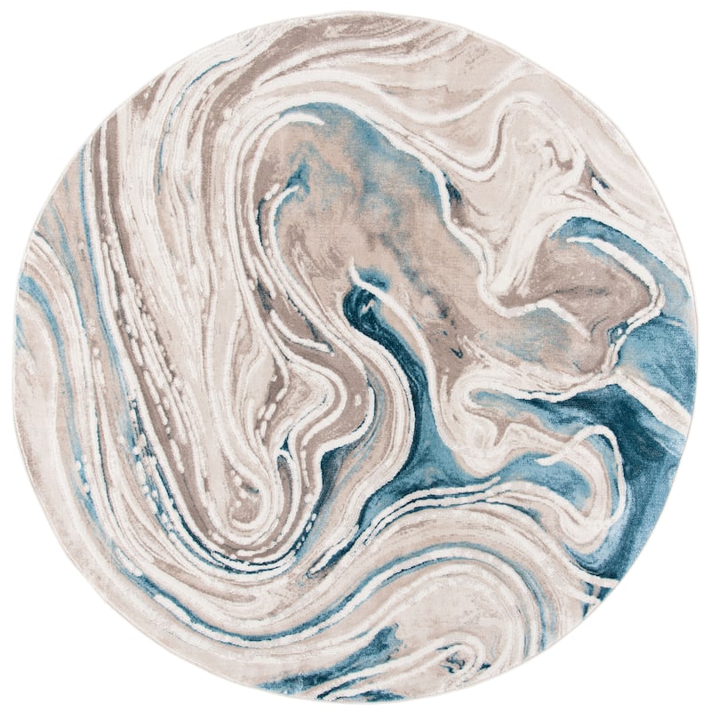 SAFAVIEH Meadow Gundela Modern Abstract Rug - 6'7" - Beige/Blue - Round