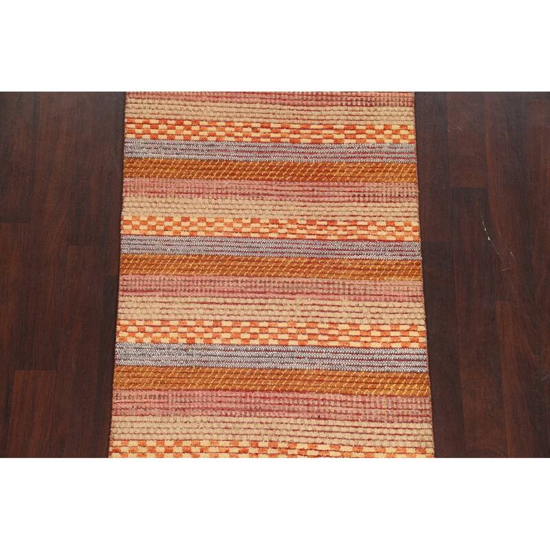 Striped Gabbeh Kashkoli Oriental Wool Area Rug Handmade Foyer Carpet - 3'3" x 4'9"