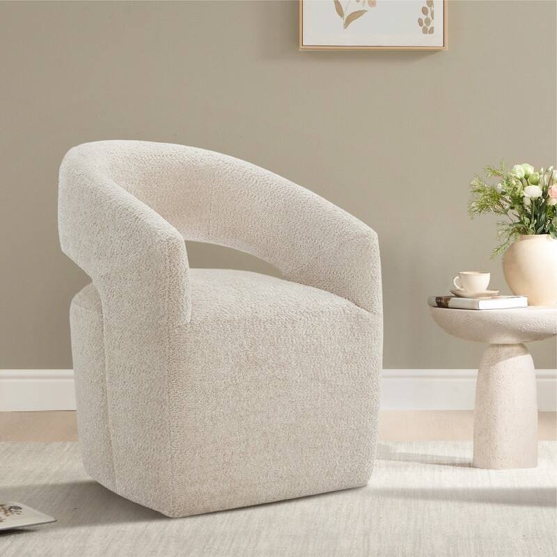 Spruce & Spring Joey Barrel Accent Chair with Casters for Living Room, Office, or Reading Nook