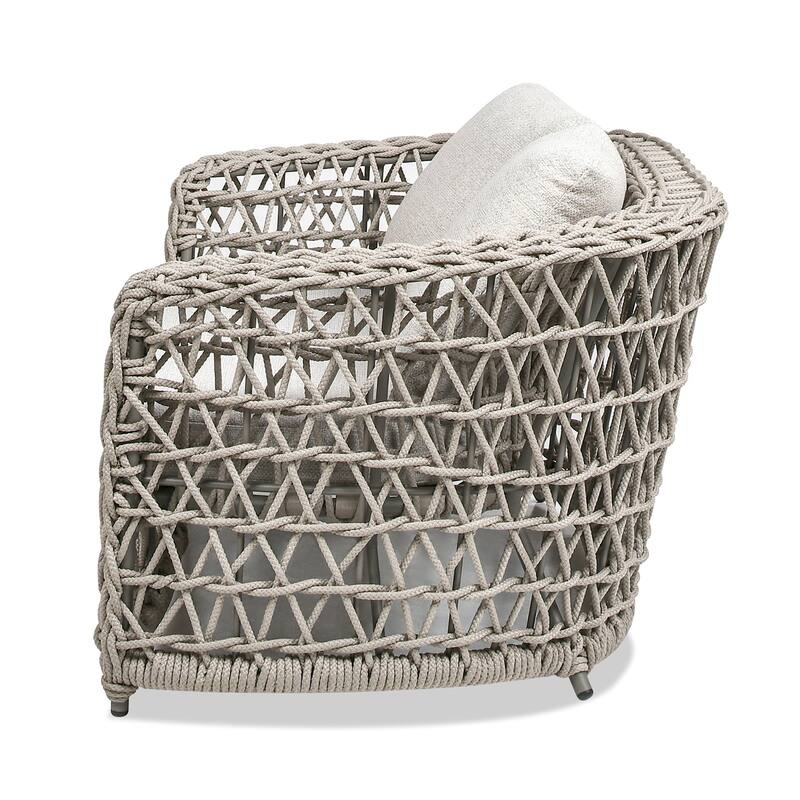 Everly 63.5" Woven Frame Barrel Deep Seating Patio Loveseat Sofa