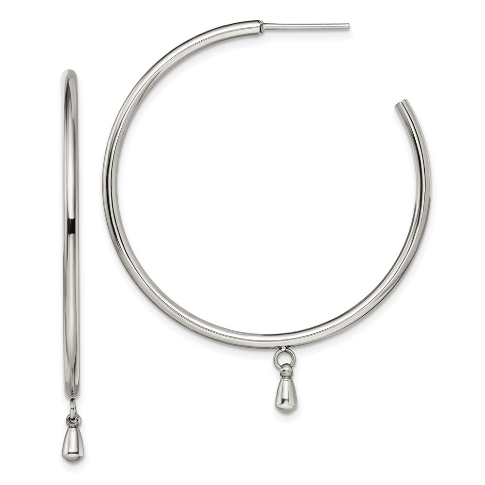 Shop Chisel Stainless Steel Polished With Dangle Post Hoop