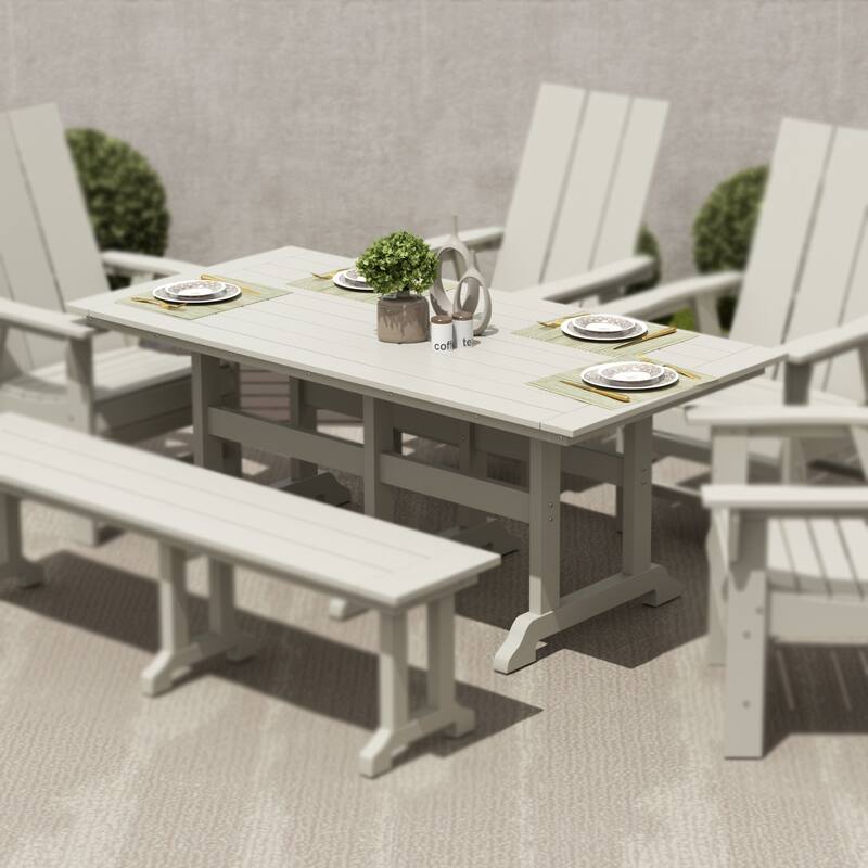 Polytrends Laguna Hdpe All Weather Outdoor Patio 71" Rectangular Dining Table - Sand