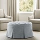 preview thumbnail 2 of 5, Martha Stewart Terri Blue Skirted Tufted 32 inches Round Ottoman