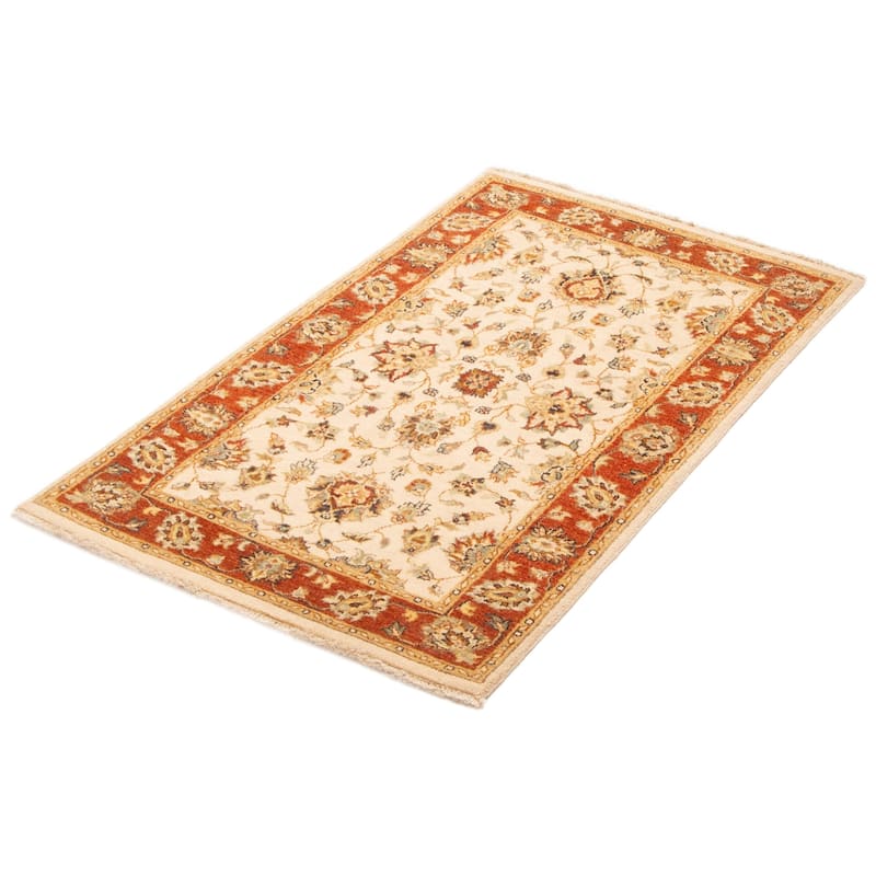 ECARPETGALLERY Hand-knotted Jamshidpour Cream Wool Rug - 3'0 x 5'0