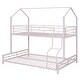 preview thumbnail 14 of 14, Pink Metal House Bunk Bed with Roof, Ladder, and Fence for Kids