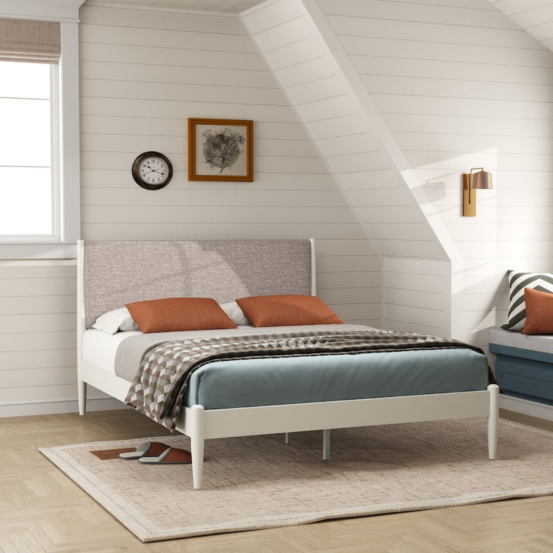 Roundhill Furniture Feeney 3-Piece Bedroom Set, Cream White, Queen