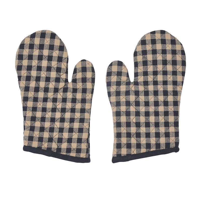 Black Check Oven Mitt Set of 2 - 8x8